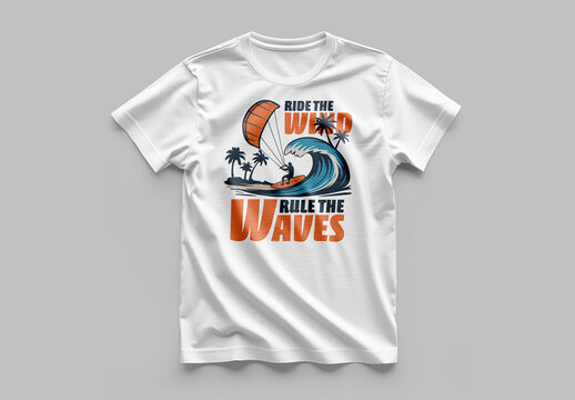 Tshirt Design For Men With Board Surfing Illustration