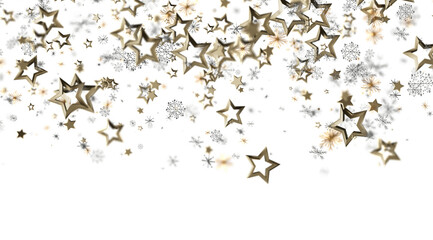 Elegant winter design with gold stars and snowflakes. Perfect for holidays and celebrations.