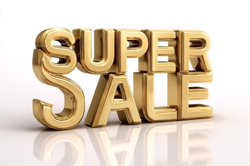 Exciting golden super sale announcement on a shiny white background attracts attention and entices shoppers to take advantage of amazing deals this season