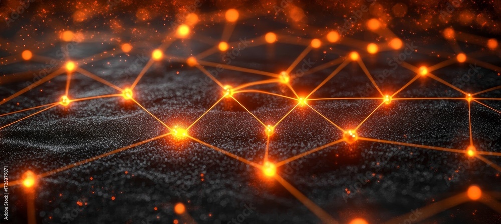 Poster futuristic network abstract plexus structure connecting illuminated points for digital innovation