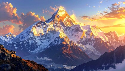Sunrise illuminates peaks