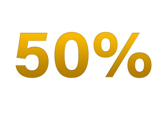 Porcentaje dorado del cincuenta por ciento.