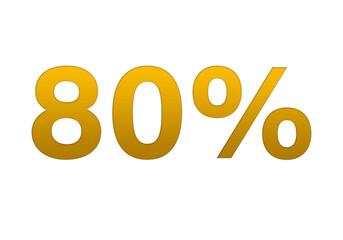 Porcentaje del 80 por ciento dorado