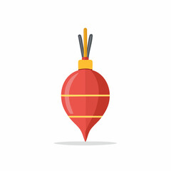 Stylized Red Bauble with Yellow Bands and Suspension Strings for Festive Celebrations