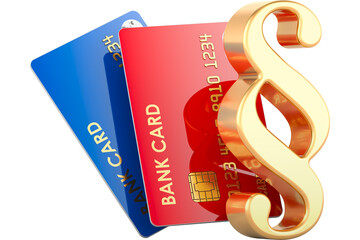 Credit Bank Cards with section symbol, transparent background