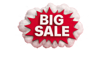 Red burst with big sale text promotional discount offer banner explosion sticker advertising marketing price tag label isolated on white background