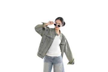 Confident Fashionista: A stylish woman confidently strikes a pose, her cool attire showcasing her unique sense of style and self-assuredness, exuding an air of modern sophistication.