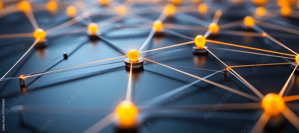 Poster interconnected network technology a vibrant visualization of global connections and data flow