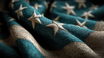 American flag draped over a teal background symbolizing patriotism and national pride of the nation