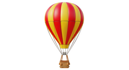 Obraz premium Isolated Hot Air Balloon with Striped Canopy and Wicker Basket for Commercial Transportation