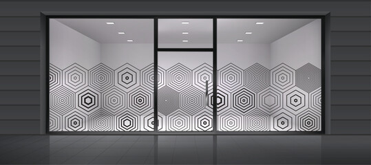 Hexagon pattern for glass graphic design. Artistic glass design for Residential and Commercial space. Decorative frosted window film.