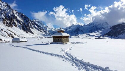 Temple covered in snow,XM