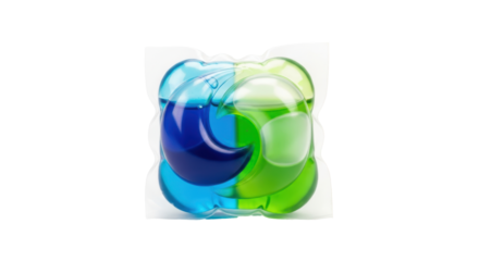 Isolated laundry detergent pod, two colors liquid soap for washing machine, modern detergent