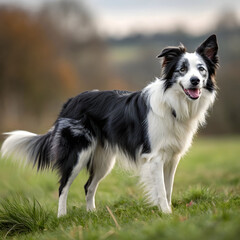 Fototapeta premium A Border Collie, intelligent and energetic herding dog breed, celebrated for agility, loyalty, trainability