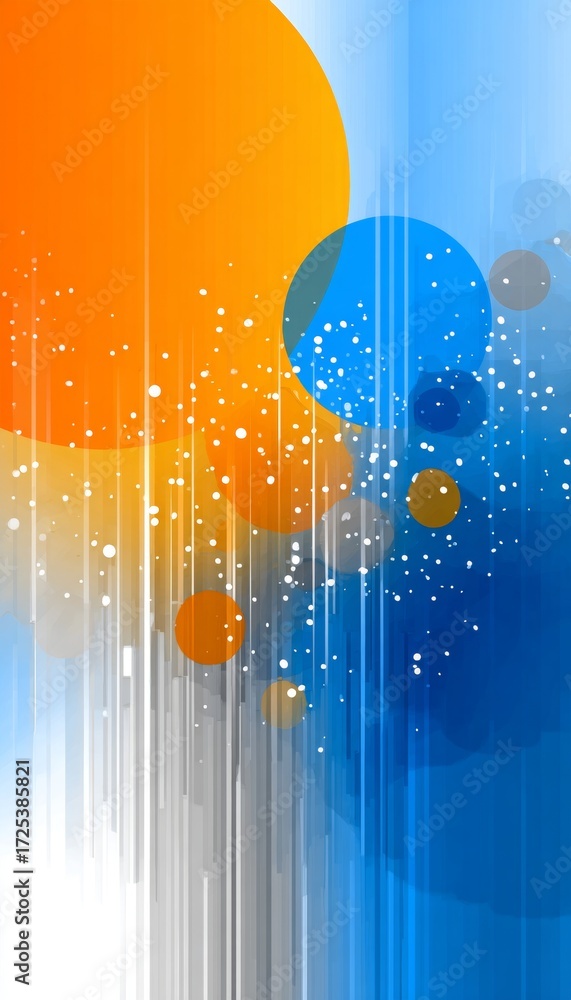Poster abstract digital art with colorful spheres, dynamic lines, and smooth gradients in tech theme.
