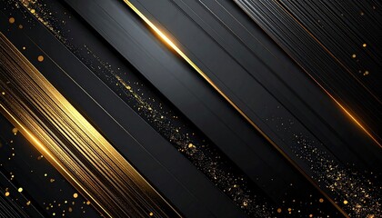 Luxurious Black and Gold Abstract Background Elegant Diagonal Stripes with Glittering Particles