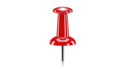 Isolated red pushpin or thumbtack with sharp point for bulletin board notice posting