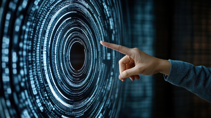 Digital interaction technology data visualization futuristic abstract design user interface