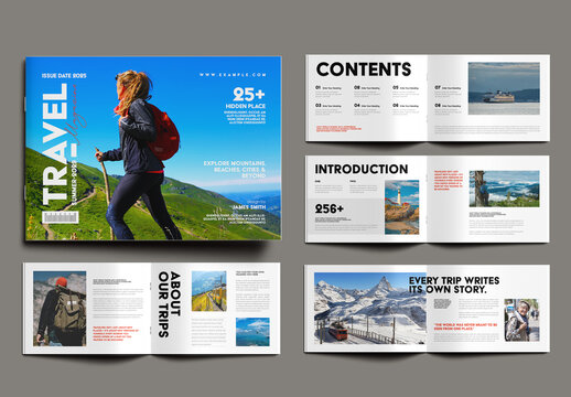 Modern Minimalist Travel Magazine Layout with Creative Editorial Design