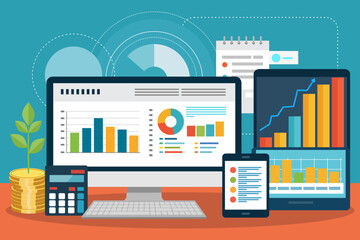 Accounting finance graphic report worker vector image