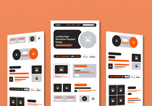 Modern Web and UI UX Landing Page Wireframe Template
