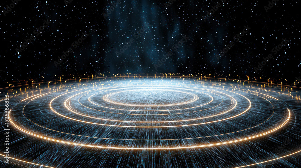 Aufkleber futuristic holographic star chart with glowing circular patterns space, creating mesmerizing
