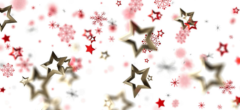 Magical Christmas and New Year background with gold stars and red snowflakes. Perfect for festive designs. - Powered by Adobe