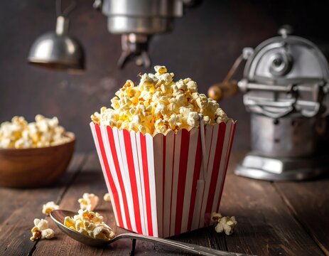 Popcorn in a striped box