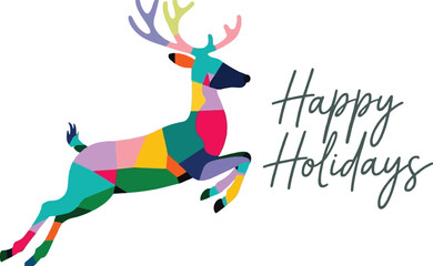 Happy holidays colorful reindeer illustration festive season