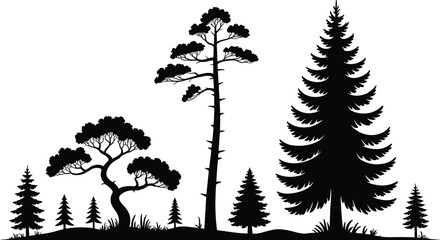 Tree silhouette vector collection forest evergreen pine cedar