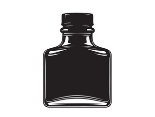  Ink bottle art icon in silhoette white background.