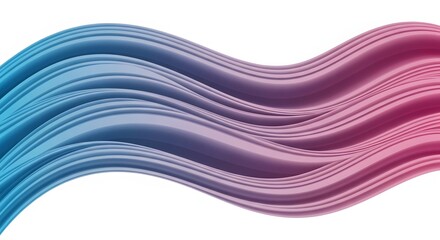 Abstract flowing wave design with blue and pink gradient on white background.