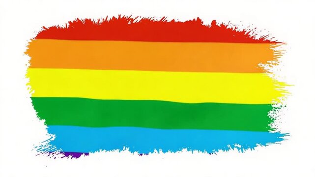 Pride Flag with Brushstrokes, Vibrant Colors.