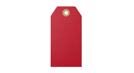 Isolated blank red tag for product with eyelet for string and price information