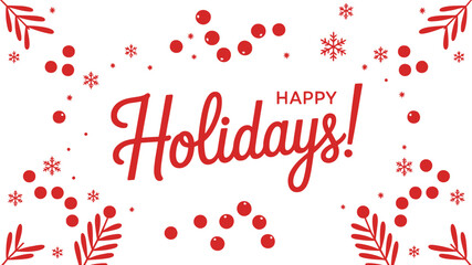 Happy holidays greeting card with snowflakes and berry design