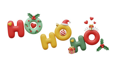 Isolated Christmas Ho Ho Ho text rendering for holiday season design, festive decoration