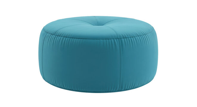 Isolated teal pouf or ottoman, a stylish and comfortable seating option for any room decor