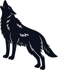 Bold vector icon of a howling wolf, ideal for outdoor adventure branding, wildlife graphics, and modern logo design.