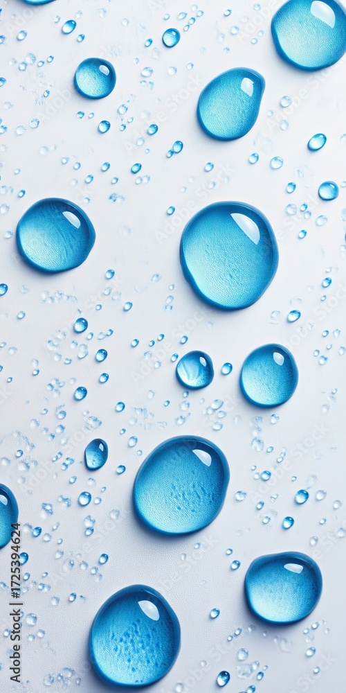 Poster abstract aqua drops on white surface create clean background for freshness and simplicity in design