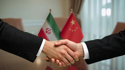 Iran and China partnership moving forward together with handshake agreement in global business deal making for economic growth and international cooperation - Powered by Adobe