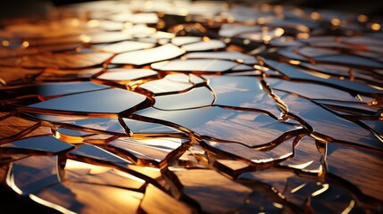 Fototapeta premium Abstract broken glass over wooden background