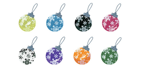 Baubles Set, Christmas Ornament Set, Colorful Holiday Baubles Collection