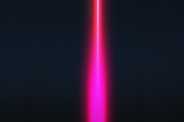 Pink Light Leak Overlay Vertical Line on a Dark Black Background. Flare glare effect with dust, noise, film grain texture. Blurry Background with shining slim line. For overlays, futuristic visuals