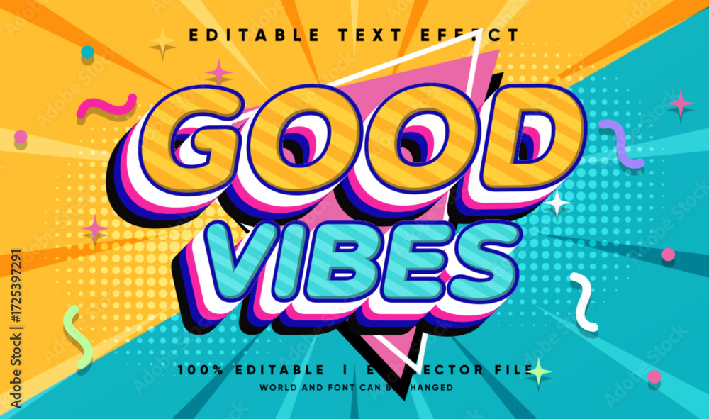 Poster good vibes vector text effect with modern style