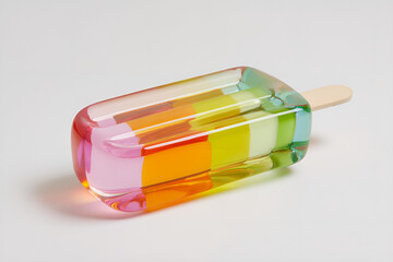 A popsicle sculpted from stained coloured glass with bright tones