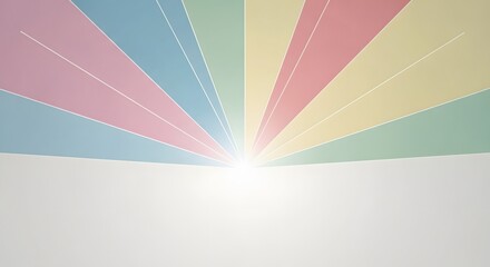 Pastel rays emanating from a central point, creating a soft, colorful background.