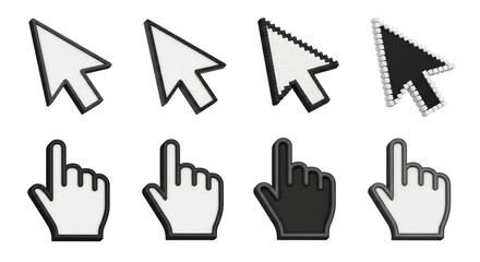 Isolated Various Cursor and Hand Icons for Web or Software Design Applications, Concepts