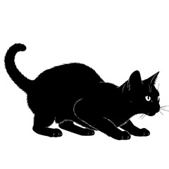 Black Cat Silhouette Standing Alert Pose