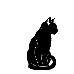 Black Cat Silhouette Sitting in Box