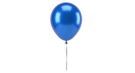 Isolated blue balloon with ribbon for birthday celebration or party decoration, object
